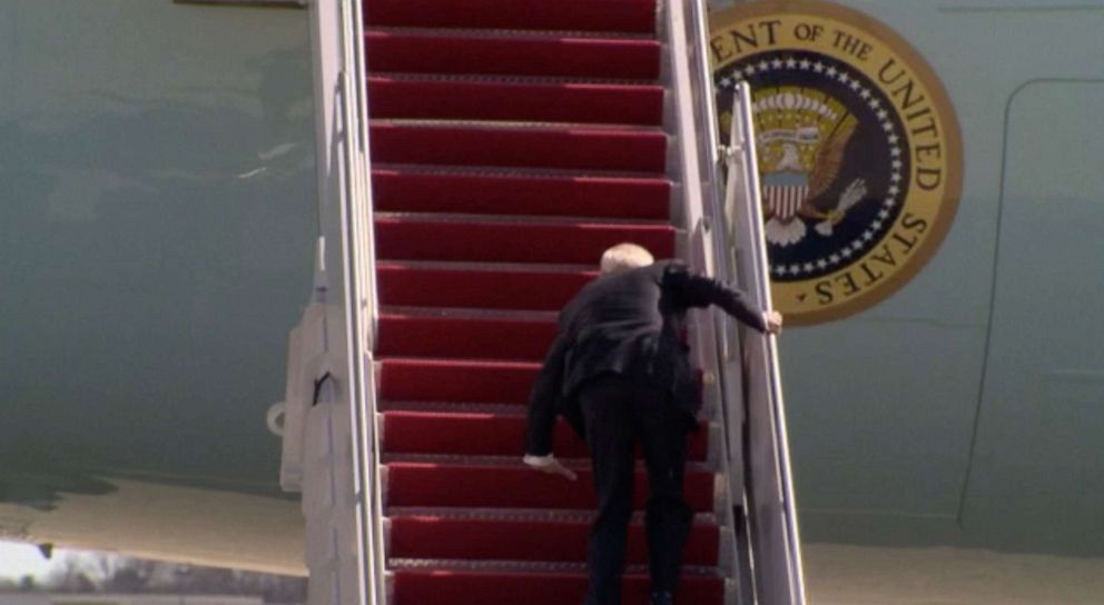 Biden Struggles And Stumbles, Loses To Air Force One Steps Again