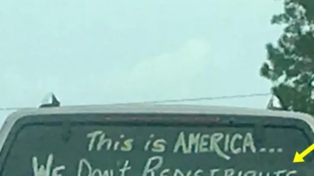 ‘Controversial’ Message Seen On Back Of SUV Sparks Online Debate