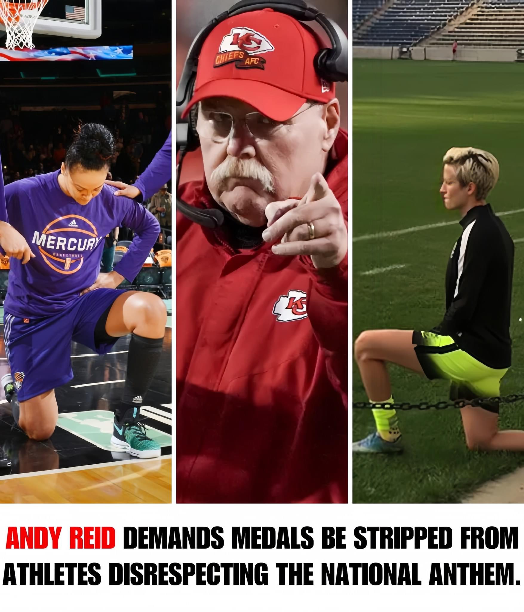 Andy Reid Calls for Medal Revocation for Athletes Who Kneel in Disrespect During National Anthem