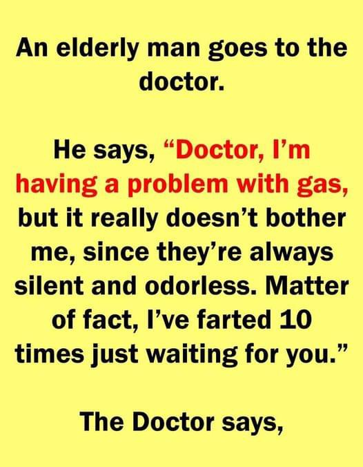 An elderly man’s having a problem with gas