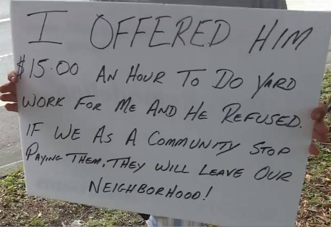 Man Offers Panhandler Honest Work But Gets Turned Down, So He Makes A Sign Of His Own